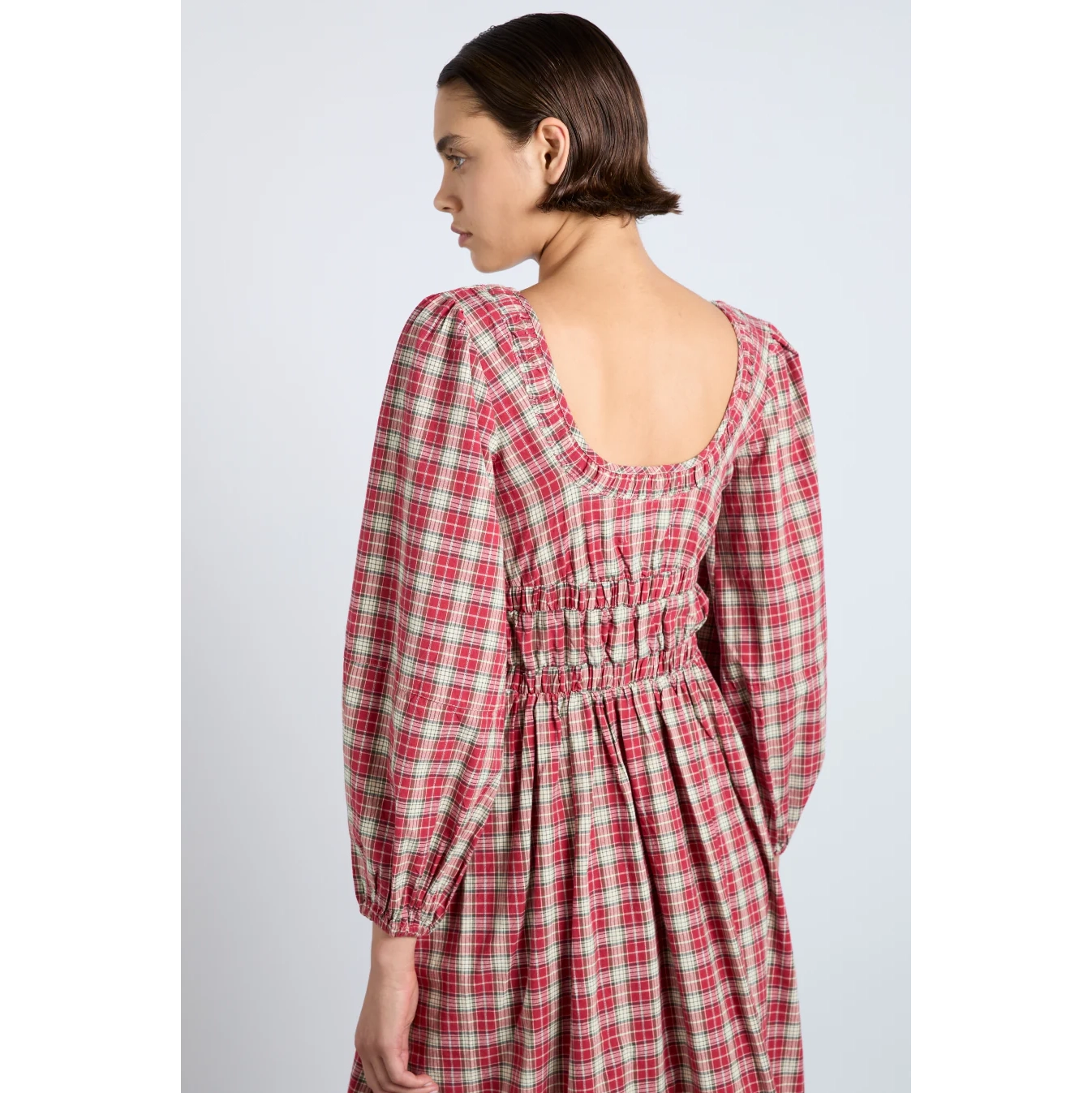 Dakota Bow Midi Dress - Tartan DAMSON MADDER 