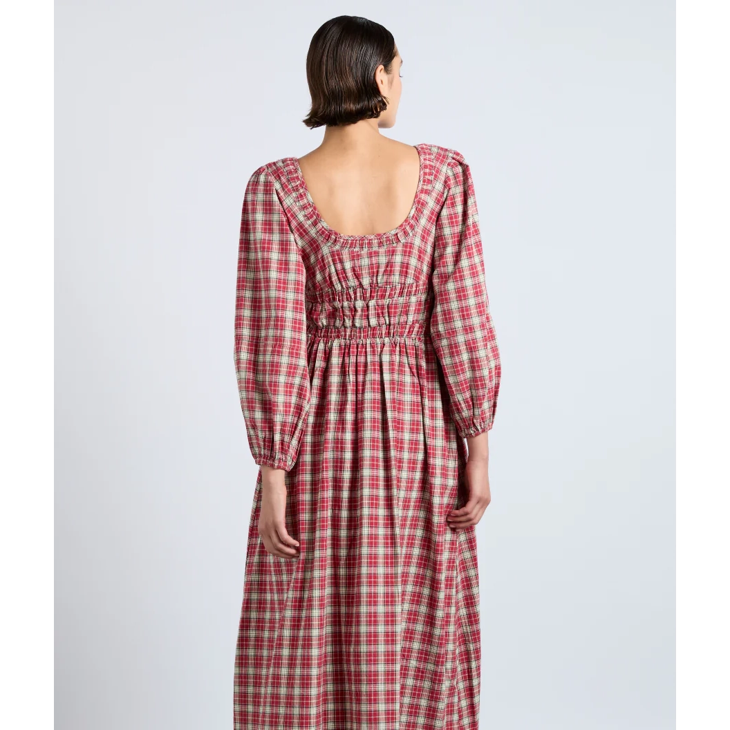 Dakota Bow Midi Dress - Tartan DAMSON MADDER 