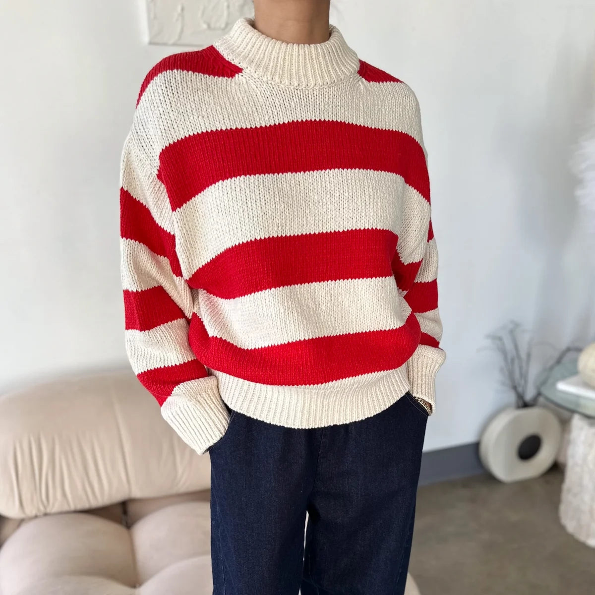 Le Bon Shoppe | Zoe Cotton Sweater Apparel LE BON SHOPPE red stripe XS/S 